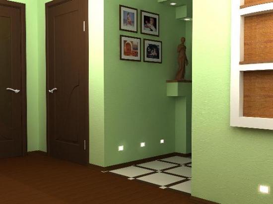 зеленый с коричневым коридор дизайн
